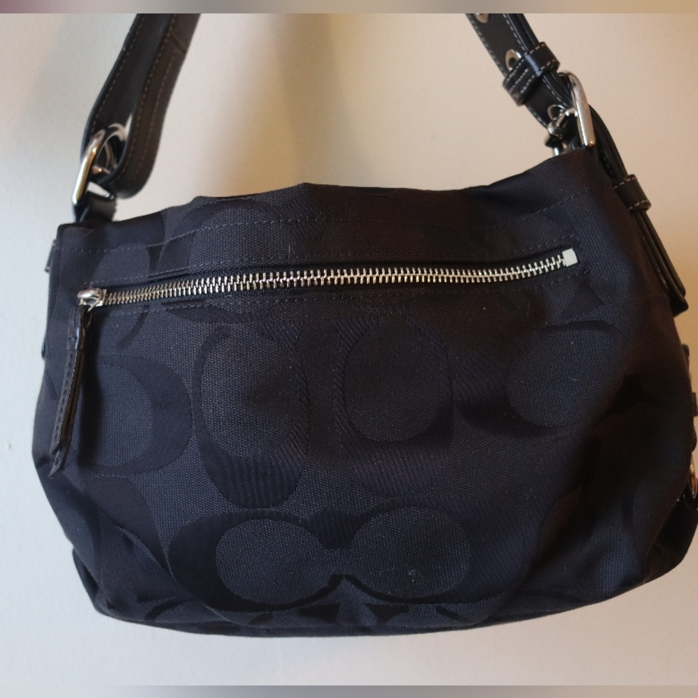 Signature Black Coach Shoulder Bag